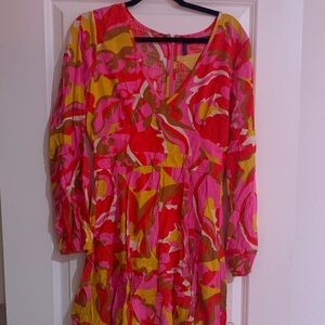 Mister ZIMI  Pink and Yellow Long Sleeve Dress